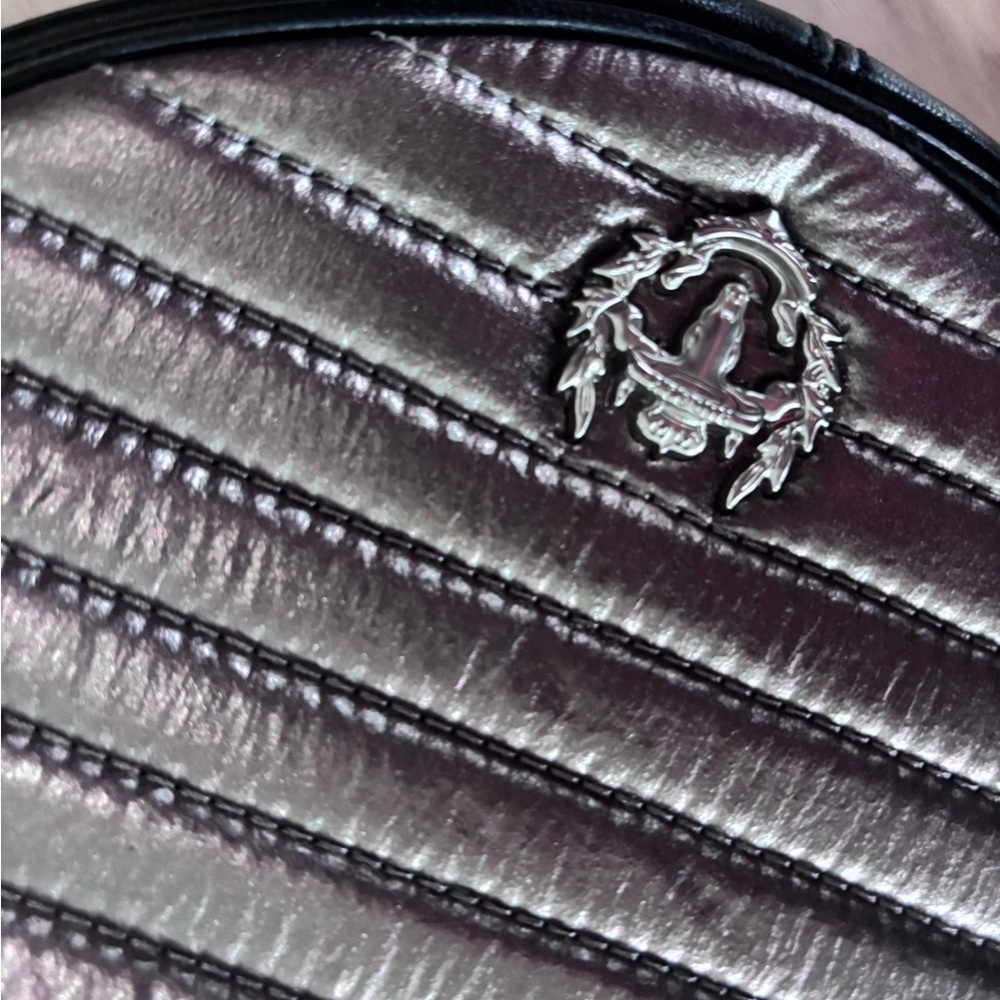 Metallic Silver and Black Quilted Women's Belt Bag - Picture 6 of 10